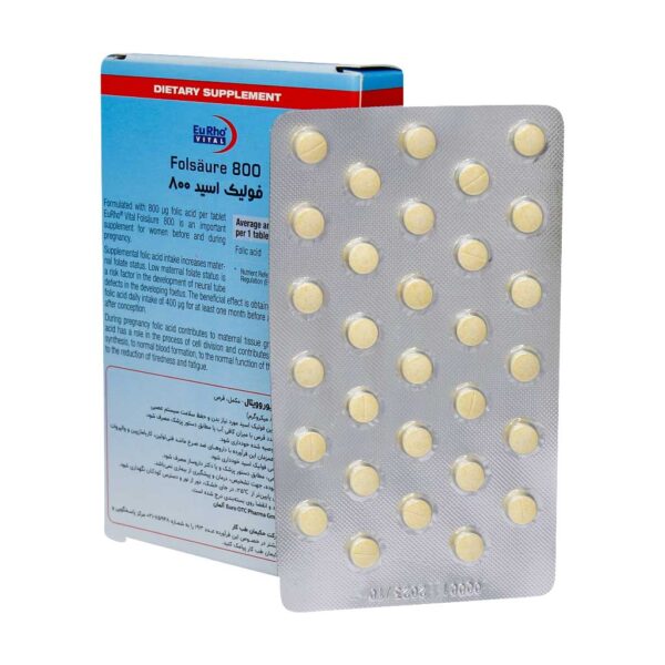 قرص فولیک اسید یوروویتال 800 میکروگرم 60 عددی - Image 3