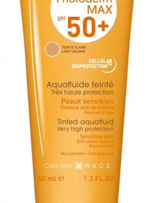فلوئید ضد آفتاب رنگی +SPF50 بایودرما مدل Photoderm Max مناسب انواع پوست حجم 40 میلی لیتر