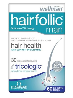 قرص هیرفولیک من ویتابیوتیکس مدل Hairfollic Man مخصوص آقایان 60 عددی