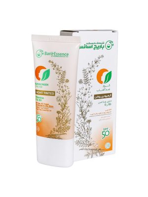 کرم ضد آفتاب باریج اسانس کرم پودری SPF50 مخصوص پوست چرب رنگ روشن حجم 60 میلی لیتر