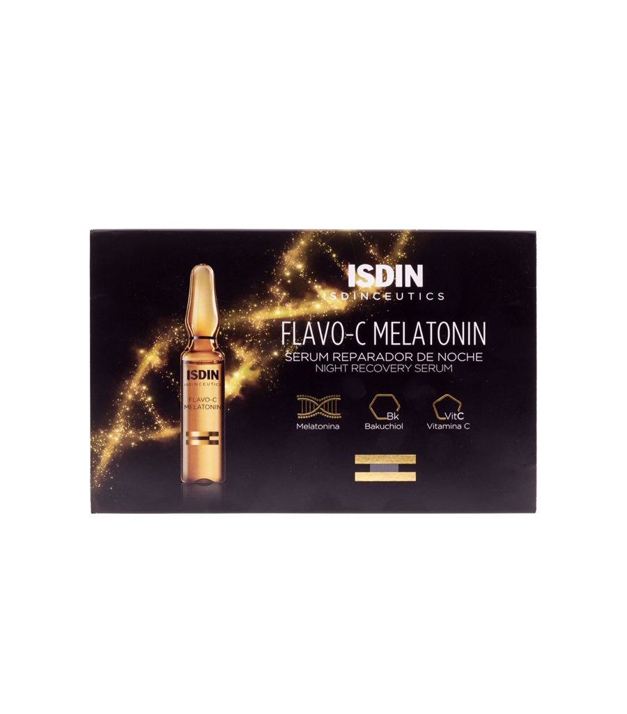 1-130.jpg سرم محافظت کننده و ترمیم کننده پوست ایزدین مدل Flavo-C Melatonin بسته 30 عددی - Image 1