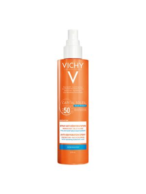 اسپری ضد آفتاب و آبرسان +SPF50 کپیتال ویشی مدل Beach Protect مناسب انواع پوست حجم 200 میلی لیتر