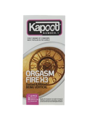 کاندوم خاردار و شیاردار کاپوت مدل Orgasm Fire X3 بسته 12 عددی