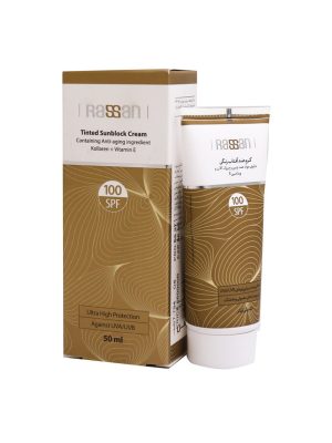 کرم ضد آفتاب رنگی راسن spf100 حاوی مواد ضد چروک حجم 50 میلی لیتر