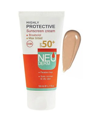 کرم ضد آفتاب نئودرم +SPF50 مدل هایلی پروتکتیو بژ تیره مناسب پوست های معمولی و خشک 50 میلی لیتر