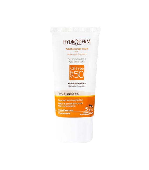 کرم ضد آفتاب کرم پودری بژ متوسط فاقد چربی SPF50 هیدرودرم 40 گرمی - Image 2