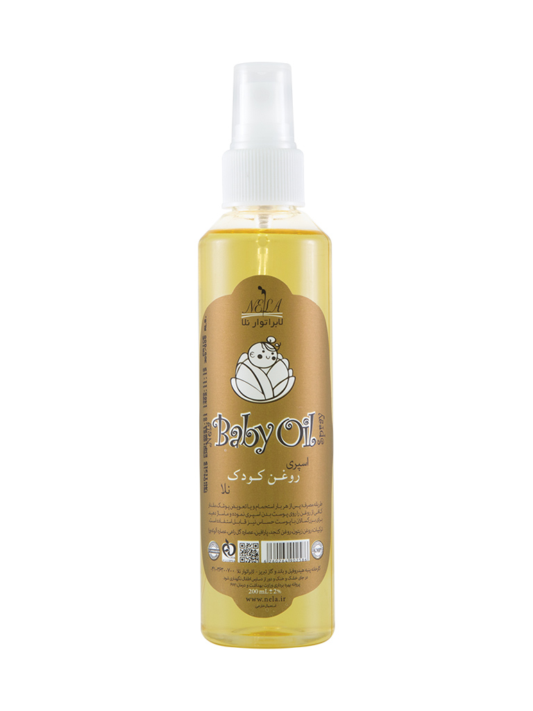 Nela-Baby-Oil-Spray.jpg اسپری روغن کودک نلا حجم 200 میلی لیتر - Image 1