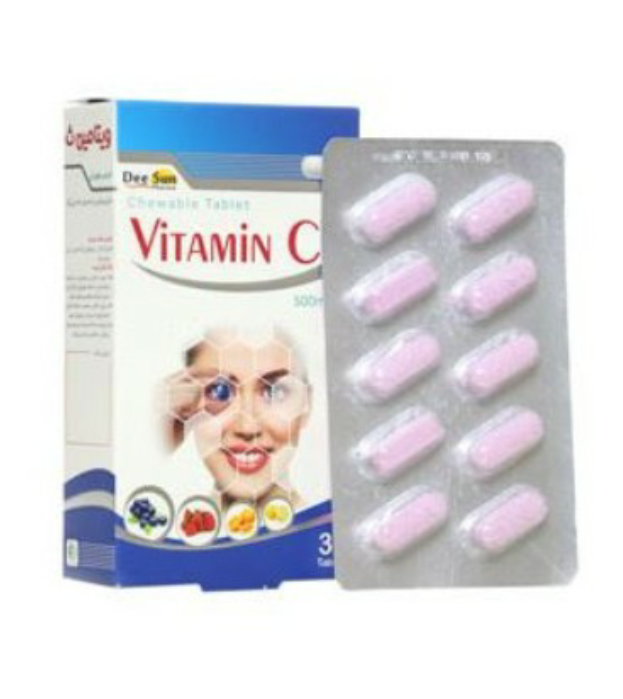 P_Vitamin20C4.jpg.png قرص جویدنی ویتامین ث 500 میلی گرم دی سان فارما طعم بلوبری 30 عددی - Image 1