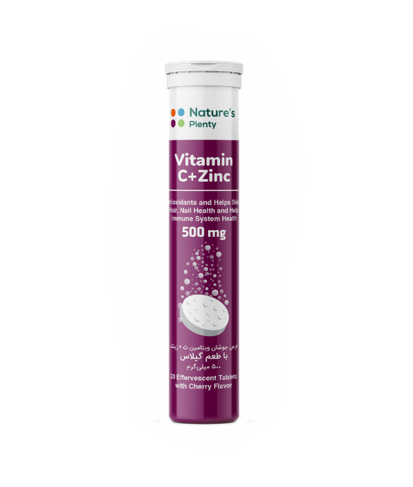 P_Vitamin20czinc.jpg.png قرص جوشان ویتامین ث پلاس زینک نیچرز پلنتی 500 میلی گرم 20 عددی - Image 1