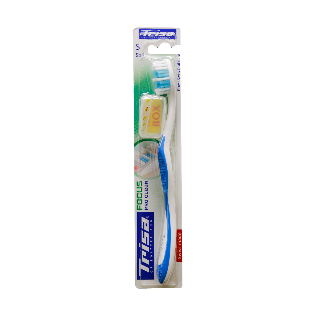 Trisa-Focus-Pro-Clean-Toothbrush-blue.jpg مسواک فوکوس پرو کلین تریزا با برس نرم - Image 1