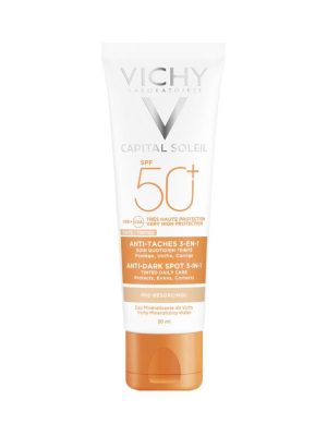 کرم ضد آفتاب و ضد لک رنگی سه منظوره ایده آل سولای SPF50 ویشی مناسب پوست چرب، مختلط و حساس حجم 50 میلی لیتر
