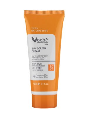 کرم ضد آفتاب رنگی مناسب پوست چرب SPF50 وچه بژ طبیعی حجم 40 میلی لیتر