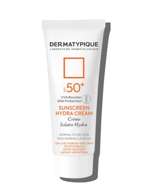 ضد آفتاب بی رنگ هیدرا +SPF50 درماتیپیک پوست خشک با حجم 50 میلی لیتر