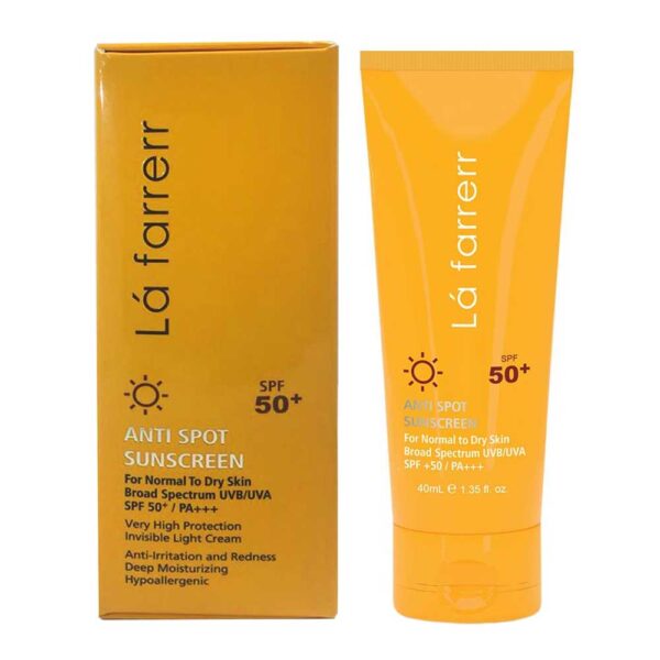 کرم ضد آفتاب و ضد لک بی رنگ SPF50 پوست خشک و معمولی لافارر با حجم 40 میلی لیتر - Image 3