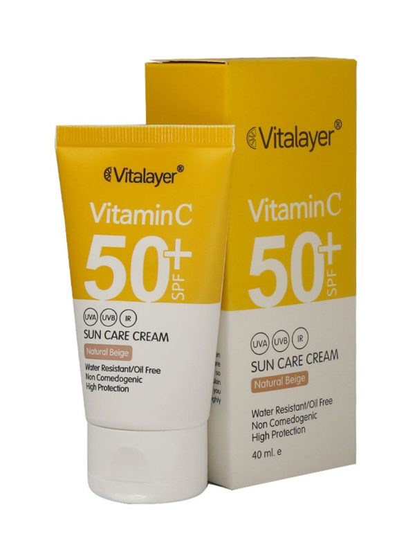 کرم ضد آفتاب +SPF50 حاوی ویتامین C ویتالیر رنگ بژ طبیعی حجم 40 میلی لیتر - Image 2