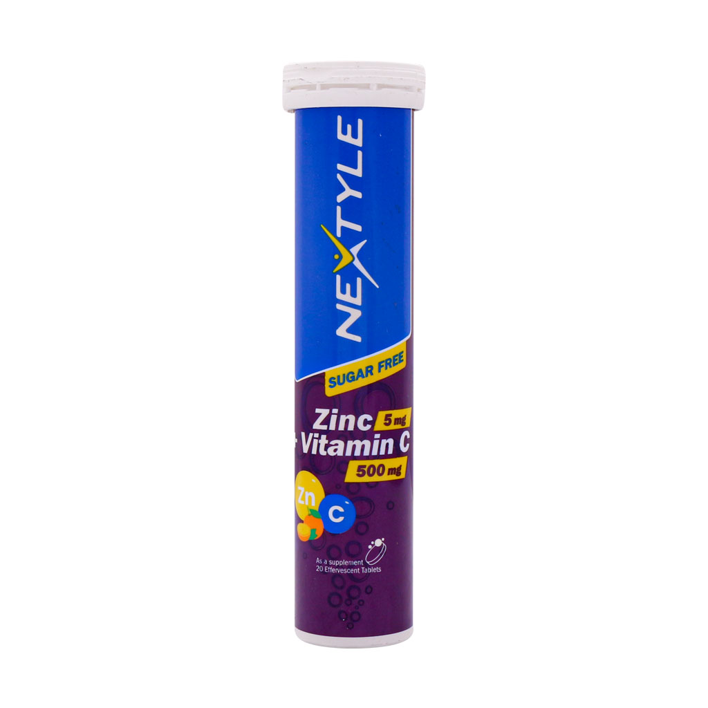 Nextyle-Zinc-5-mg-And-Vitamin-C-20-Effervescent-Tablets قرص جوشان زینک ۵ میلی گرم و ویتامین C نکستایل ۲۰ عددی - Image 1