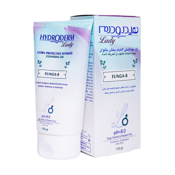 ژل بهداشتی التیام بخش بانوان هیدرودرم FUNGA-8 حجم ۱۵۰ گرم - Image 2