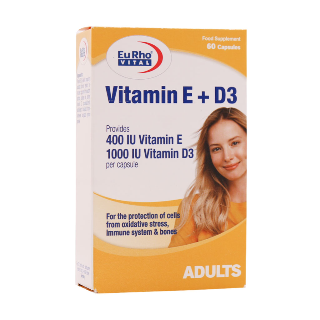 Eurhovital-Vitamin-E-And-D3 کپسول ویتامین E و D3 یوروویتال 60 عددی - Image 1